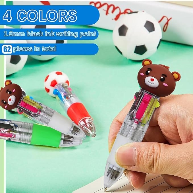 62 Pack Multicolor Mini Pens Bulk Set - Assorted Vibrant Colors Cute Ballpoint Pens for Kids Students, Classroom School Supplies, Birthday Party Favors, Valentine's Day Gifts for Children Boys Girls