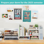 Desktop File Organizer Desk Organizer Shelf - White Office Organization Shelves for Top of Desk Organizers and Accessories Corner Bookshelf Table Top Shelving Small Hutch Decorations for Women Office