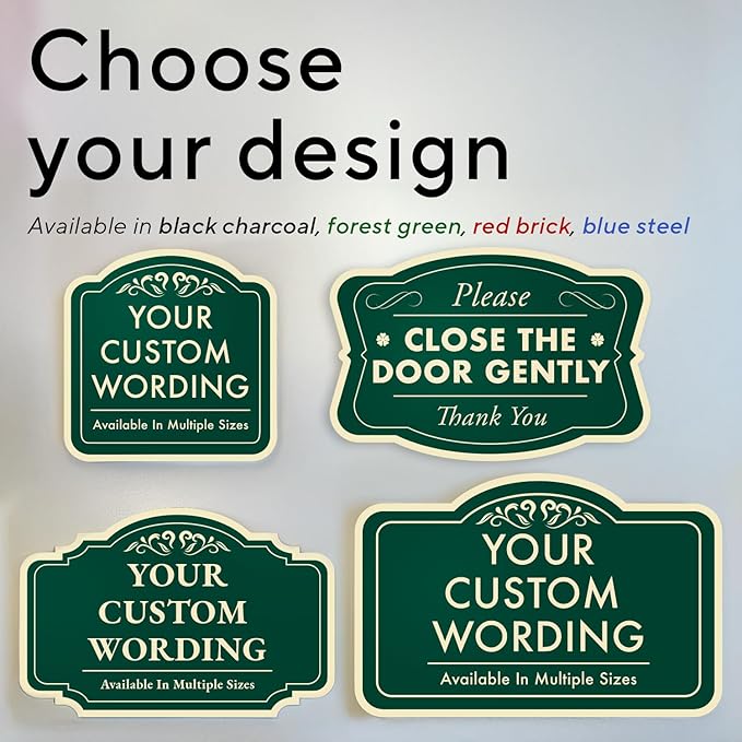 Custom Decorative Outdoor Metal Signs - Personalized Aluminum Signs, Waterproof, USA Made - Design 1 Forest Green 24x18 In