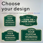 Custom Decorative Outdoor Metal Sign - Personalized Aluminum Driveway Sign, Waterproof, Made In USA - Design 2 Forest Green 14x10 In