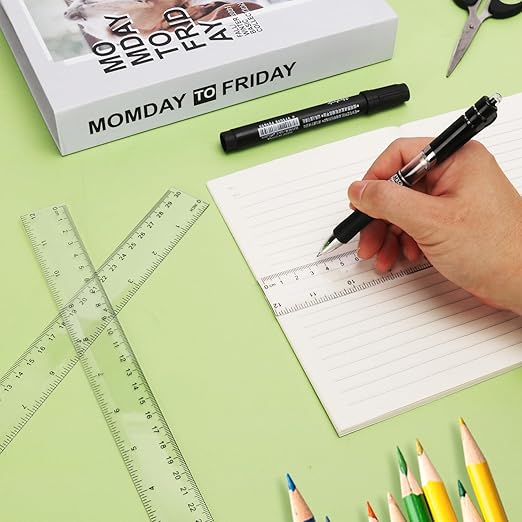 200 Pack 12 Inch Plastic Rulers Bulk, Clear Plastic Ruler, Transparent Ruler with Dual-Scale Measurement, Easy to Store, for Home, Office, Practical Use by KUKLIPJIM