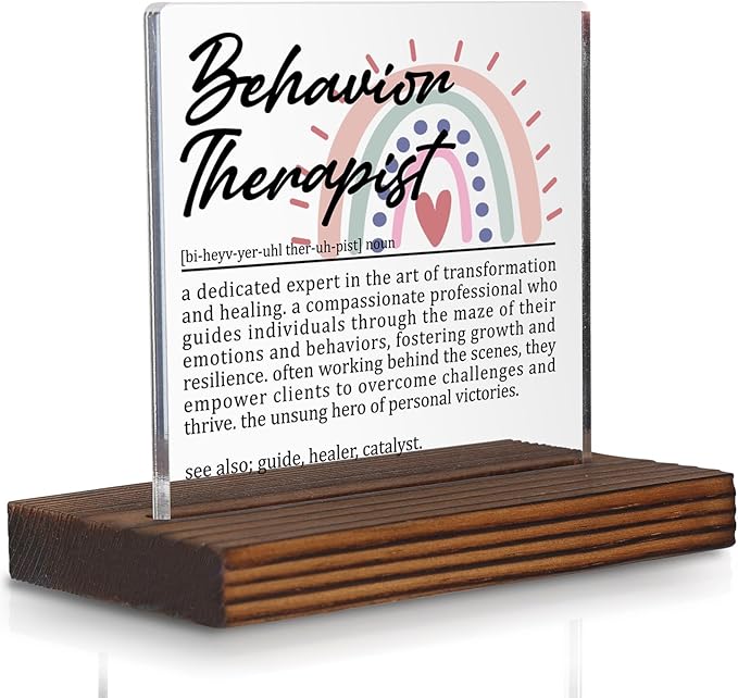 Behavior Therapist Gifts, Thank You Desk Sign for ABA and Mental Health Professionals, Inspirational Appreciation Plaque for Therapy Office Decor and Client Support PA035