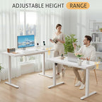 Furmax Electric Standing Desk with Drawers, Adjustable Height Home Office Sit Stand Desk with One-Piece Desktop & USB Charging Port for Computer Desks (White Desktop, 55 Inch)