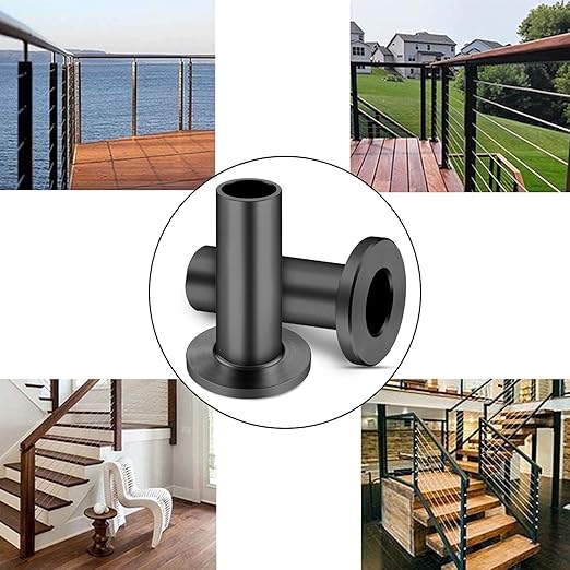 CKE 40 Pack T316 Stainless Steel Black Protector Sleeves for 1/8" 5/32" or 3/16" Cable Deck Stair Railing Kit System, Black Cable Railing Protective Sleeves for Wood Posts, DIY Balustrade, BCR01-3/16