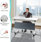 Conference Table,55.1''Folding Conference Room Table for 4-12 People,Mobile Flip Top MeetingTraining Table with Different Coulor and Styles for Offices, Classrooms,Meeting Room (6, 61''B)