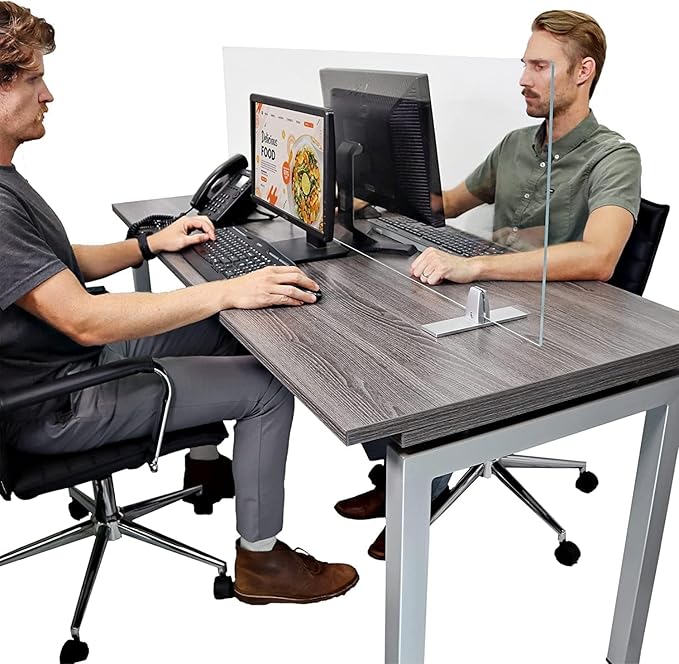 OBEX Acrylic Free Standing Screen, Divider for Desk Privacy Home & Office Partitions for Table Top Workstation, Portable Cubicle Panel for Work, 12" x 36", Clear