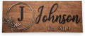 Custom Family Name Sign | Personalized Wooden Wedding Gift | Rustic Last Name Wood Plaque | Established Date Sign |Аnniversаrу (Johnson Style)