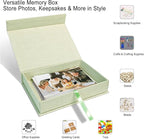 Sprsthai 8x10 Archival Photo Storage Box with Lid – Stackable Memory Keepsake Organizer for Photos, Certificates, Jewelry & Scrapbooking Supplies Grass Green