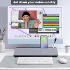 Varhomax Glass Desk Whiteboard with Storage, Desktop Organizer to-do List Memo Notepad Dry Erase White Board for Home Office and School Supplies (Black&Gray)