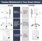 Mobile Whiteboard, 36x24 Inches Standing White Board on Wheels, Portable Magnetic Dry Erase Board with Stand, Height Adjustable Easel Style Rolling Whiteboard for Classroom, Office, Teacher, Home