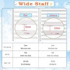 MUDOR Spiral-Bound Blank Sheet Music Notebook, 100 Pages Wide Staff Manuscript Paper with 100 GSM Thick Paper, Non-bleeding, Piano Guitar Composition Notebook for Composers, Students and Musicians (Orange)
