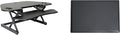 Rocelco 46" Height Adjustable Corner Standing Desk Converter with Anti Fatigue Mat BUNDLE, Quick Sit Standup Dual Monitor Riser, Computer Workstation-Keyboard Tray, (R CADRB-46-MAFM), Black