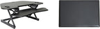 Rocelco 46" Height Adjustable Corner Standing Desk Converter with Anti Fatigue Mat BUNDLE, Quick Sit Standup Dual Monitor Riser, Computer Workstation-Keyboard Tray, (R CADRB-46-MAFM), Black