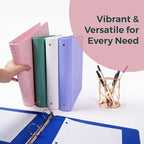 POPRUN 3 Ring Binder 1.5 Inch, PVC-Free, Holds 325 Sheets of 8.5 x 11 Paper, Extra Durable Organizer with 2 Pockets for School & Office, Heavy-Duty, 4 Pack, Prussian Blue
