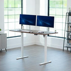 VIVO Electric 71 x 30 in Rustic Standing Desk, Memory Height Adjustment, 1B Series, Holds 220 lbs, Vintage Brown Top White Frame, DESK-KIT-1W7N