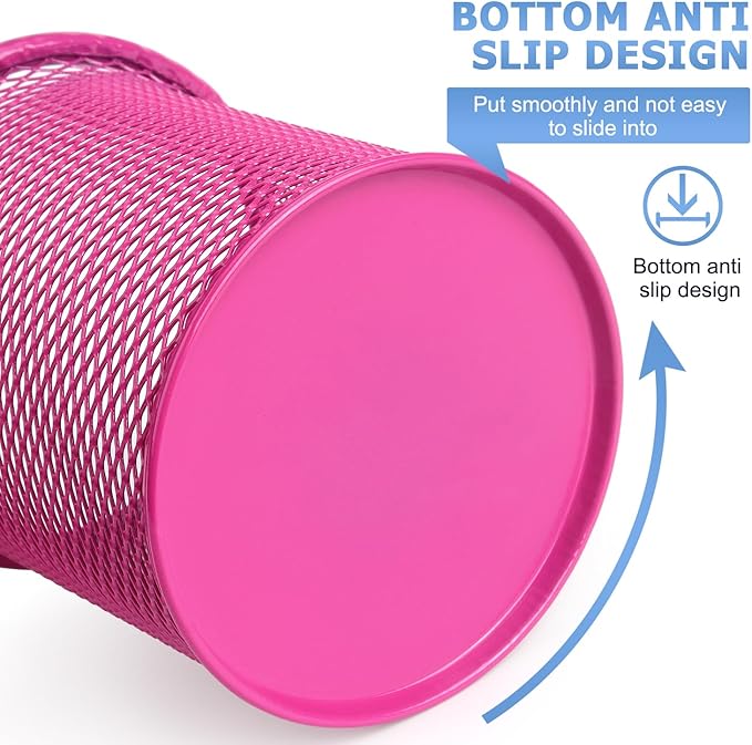 Tamaki Pen Holder Cup for Desk, Wire Mesh Pencil Cup Holder for Desk Office Pen Organizer (Pink)
