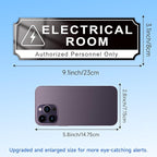 Electrical Room Door Sign for Business，Self-Adhesive Durable Modern Electrical Closet Room Sticker for Home, UV and Weather Resistant Authorized Personnel Only Signs for Business ，Workplace