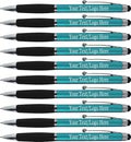 SyPen Personalized Pens With your Custom Logo or Text-600 Pack Bulk-for Businesses, Parties, and Events, 2 in 1 Ballpoint Pen & Stylus for Touchscreen Devices, L'Blue Barrel, Black Ink