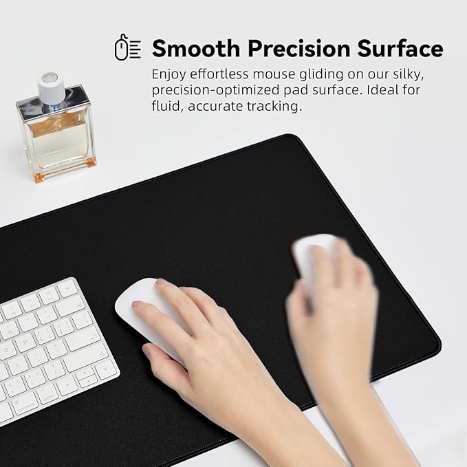Reniteco Large Gaming Mouse Pad with Durable Stitched Edges, Non-Slip Rubber Base, Big Computer Keyboard Mouse Mat Desk Pad for Home Office Gaming Work, 27.6''x11.8''x0.12'', Black