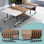 Conference Table Flip Top Mobile Conference Room Tables,Folding Conference Table with Wheels,Large Meeting Training Seminar Table Saving Space for Office Classroom(12B,47.2'')