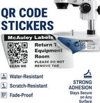 McAuley Labels Custom QR Code Stickers - Numbered, Permanent, Adhesive Asset Tags for Equipment - Metalized Silver Polyester - 2x1 Inches