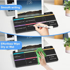 Desktop Glass Whiteboard with Storage, Colorful Weekly Calendar Desk Dry Erase White Board, Desk Organizers and Accessories, Weekly Planner with Notes for List, Planning, Memo, Office, Home, School