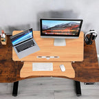 37 Inch Standing Desk Converter - Manual Pneumatic Spring, Two Monitor Stable Standing Desk Converter,5.9"To 18.8" Height Adjustable Laptop Workstation With Keyboard Tray For Home, Company(Log Color)