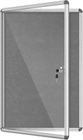 Mifuro 36"x24" Enclosed Bulletin Board, Lockable Weather-Resistant Aluminum Cork Noticeboard for School & Office, Silver Frame w/Grey Flet