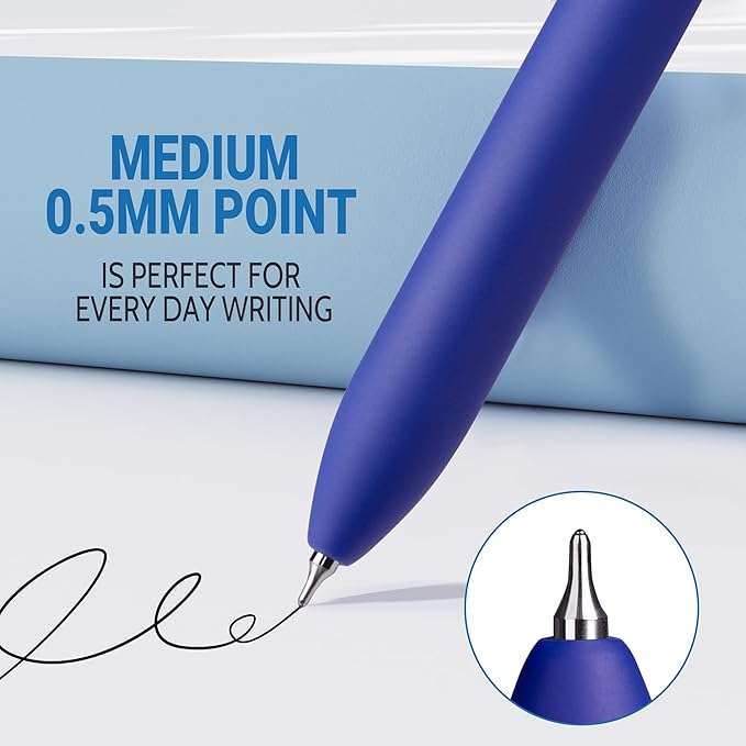 inkipen- 8 Pack Pens, Gel pens Black Ink, Fine Point(0.5mm),Quick-Drying Smooth Writing,School and Office Supplies