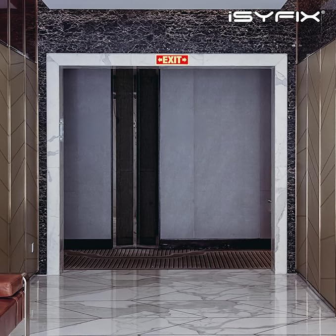 iSYFIX Exit Signs with Directional Right & Left Arrow, Glow in the Dark, Photoluminescent Aluminum 12x4 Inch - 2 Pack, Laminated for UV & Weather Resistance, Ideal for Offices, Schools, Theaters & More