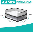 AZFUNN Wire Mesh Letter Trays Paper Tray Desk File Organizer, 2 Pack Stackable Metal Front-Load Documents Tray for Office Supplies File (Transverse)