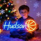 Custom Neon Name Sign Personalized with Football Baseball Soccer Basketball Pattern-Gift Sports Led Neon Lights for Wall Decor Man Cave Boys Girls Kids