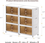 UAMFURI Extra Large Stackable Storage Bins with Lids & Wheels & Door, 672QT-112QT/28GAL*6Pack Foldable Collapsible Closet Organizers, Plastic containers drawers for bedroom Dorm