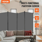 VEVOR Room Divider, 4 Panel Room Divider, Folding Privacy Screen and Portable Partition Divider for Room Separation, Freestanding Room Partitions for Office, Bedroom, Study, Grey