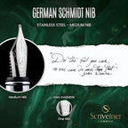 Scriveiner British Racing Green Fountain Pen - Stunning Luxury Pen with Chrome Finish, Schmidt Nib (Medium), Best Pen Gift Set for Men & Women, Professional, Executive, Office, Nice Pens
