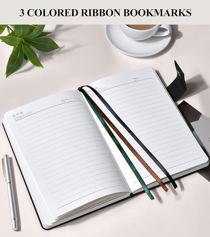 365 Page Thick Lined Journal Notebook for Men Women, A5 Leather Journals for Writing, Hardcover Notebooks for Work, School, Note Taking,Travel, Business,Personal Diary, College Ruled 5.9" x 8.4"