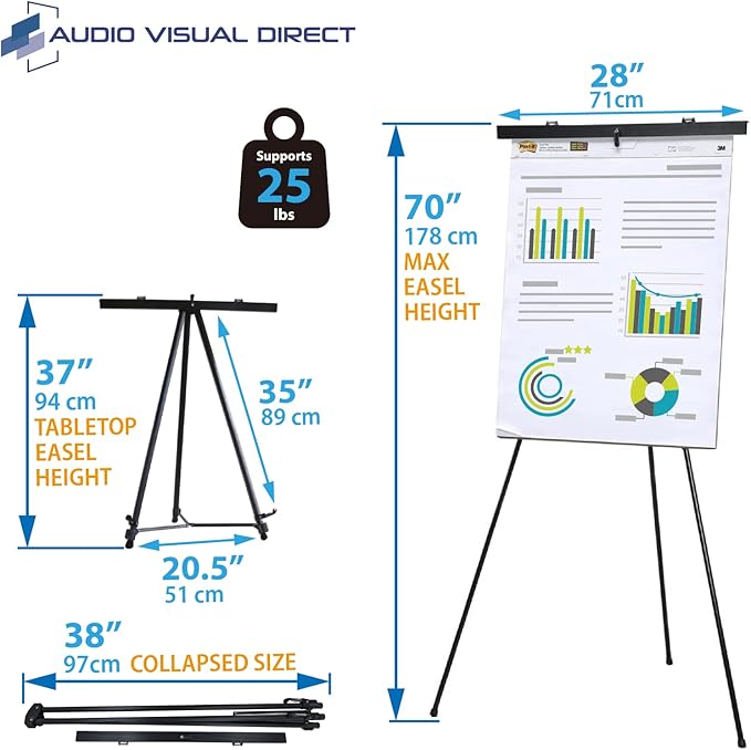 Lightweight Aluminum Flip-Chart Presentation Easel (2-Pack, Black)