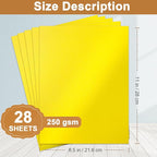 Silunkia 28 Sheets Shimmer Yellow Cardstock 8.5 x 11 Craft Paper, 250gsm/92lb Thick Printer Paper Card Stock for DIY Making Cards, Office, Scrapbooking, Invitations, Memos, Wedding