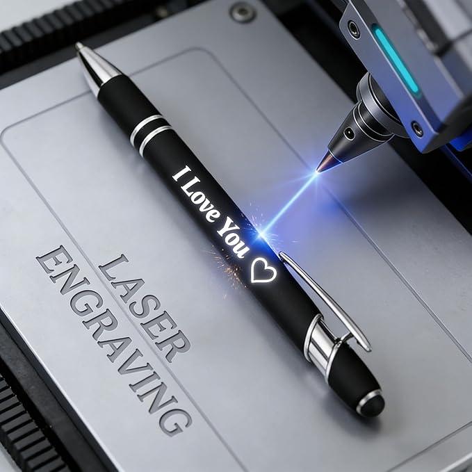 CRME Custom Engraved Ballpoint Pens Bulk Customized Metallic Printed Name Pens Black Ink Personalized Pen with Text Business Logo Smooth Writing for Professionals Ideal for Gifts and Office Blue Pen