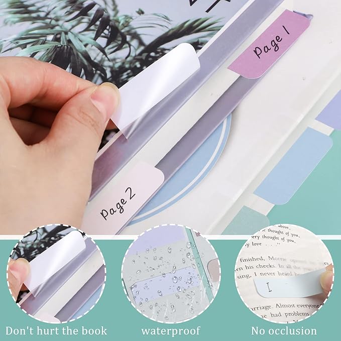 240 Pcs Sticky Index Tabs, Colored Book Sticky Tabs for Notebooks, Repositionable Page Tabs for Notebooks File Classification,12 Colors (1.8×1 Inch)