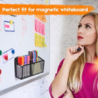 Ameceres Magnetic Pencil Holder - Extra Strong Magnets Mesh Marker Holder Perfect for Whiteboard, Refrigerator and Locker Accessories (2 Baskets, 1 Pack Black)