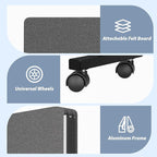 Acoustic Room Divider Privacy Panel with Wheels, 3 Panel Soundproof Room Divider (Aluminum Frame) for Room Partition, Folding Room Dividers Separation Office Cubicle Wall Sound Proof Partition Divider