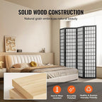 VEVOR Room Divider, 4 Panel Japanese Room Divider, Wood Folding Privacy Screen Indoor, Partition Dividers Portable Decoration Screens, for Room Separation Home Office Restaurant & Bedroom(Black)