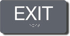 ADA Compliant Exit Sign with Braille (6" x 3" Grey)