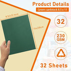 Guakicae 32 Sheets Dark Green Cardstock 8.5 x 11 Certificate Paper, 80lb Heavyweight Green Card Stock for Christmas, DIY Card Making, Invitations, Greeting Cards, Party Decorations