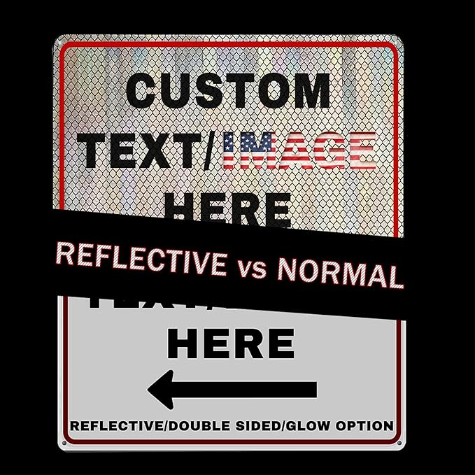 Custom Sign Outdoor Metal Large, Left or Right Arrow, 22''x16'' Glow in the Dark/Reflective Option, Personalized Address Plaque, Customize for Business Logo, Office, Home, Yard