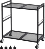 OYEAL Computer Tower Stand, PC Tower Stand Metal Rolling Cart Holds up to 40lbs, 2 Tier Mobile Printer Stand with Storage Under Desk for Home & Office, Black