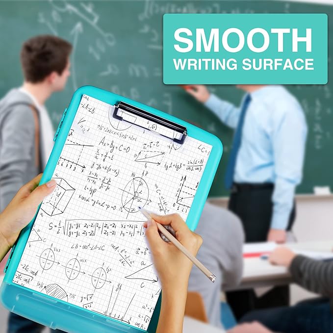 Sooez Clipboard with Storage, High Capacity Nursing Clip Board 8.5 x 11 with Pen Holder & Low Profile Clip, Plastic Clipboards Case Box, Teacher Must Haves School Office Supplies,Letter Size/ A4