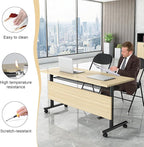 Conference Table,55.1''Folding Conference Room Table for 4-12 People,Mobile Flip Top MeetingTraining Table with Different Coulor and Styles for Offices, Classrooms,Meeting Room (12, 61''G)