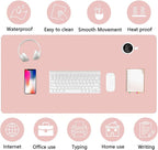 PU Leather Desk Pad Protector Gaming Mouse Pad Non Slip Desk Mat for Keyboard and Mouse Waterproof Desk Writing Pad for Office and Home Desk Accessories(Pink, 47.2 * 17.7)